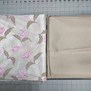 Vintage Prom formal dress fabric Cream Floral Beige 6 yards DIY sewing remnants